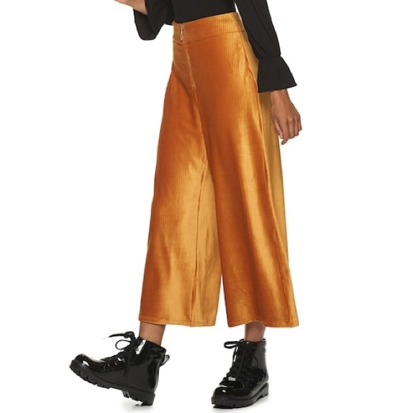 Candie's Pants - Candies Gold Zip Up Wide Leg Velour Pants